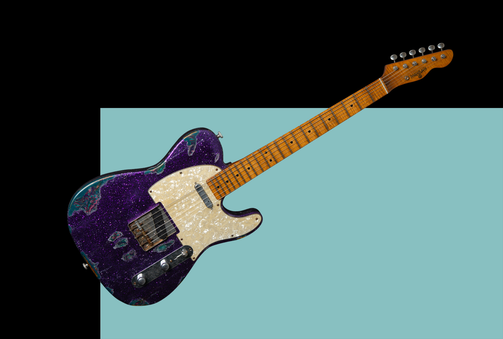 Maybach Electric GuitarTeleman Custom Shop Guitar Purple Poser Front Rectangle