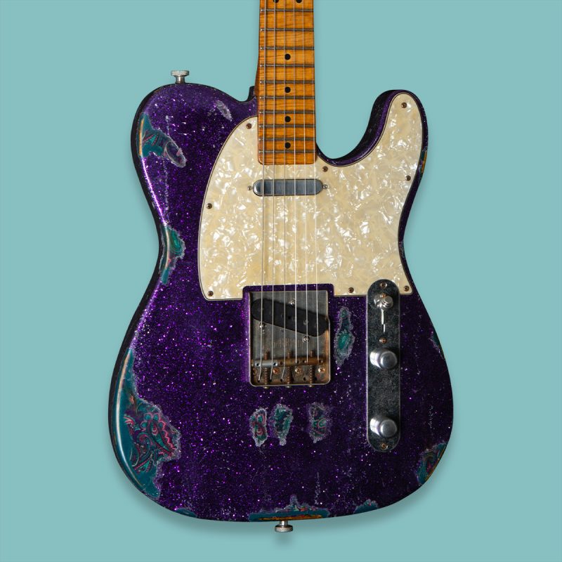 Maybach Electric Guitar Teleman Custom Shop Guitar Purple Poser Front Blue